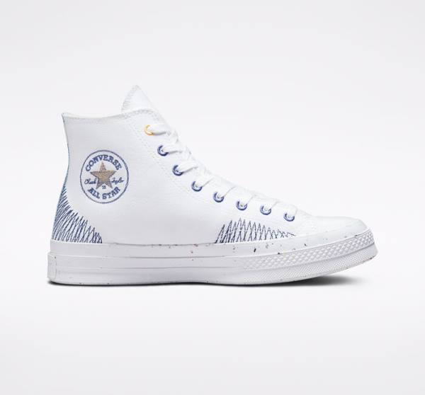 Tenisi Inalti Converse Chuck 70 Stitched Albi Indigo | CV-309SDX