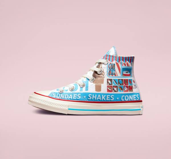 Tenisi Inalti Converse Chuck 70 Sweet Scoops Albi Albastri Rosii | CV-498HVP