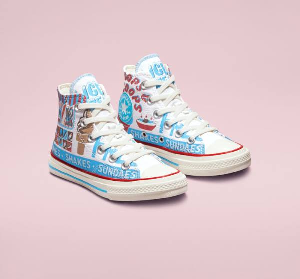 Tenisi Inalti Converse Chuck 70 Sweet Scoops Albi Albastri Rosii | CV-498HVP