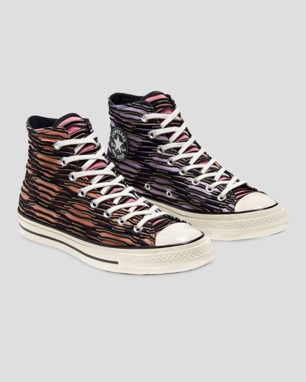 Tenisi Inalti Converse Chuck 70 Wavy Knit Portocalii Negrii Violet | CV-546KVZ