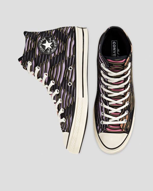 Tenisi Inalti Converse Chuck 70 Wavy Knit Portocalii Negrii Violet | CV-546KVZ