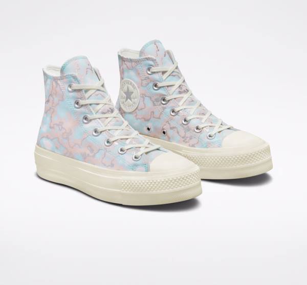 Tenisi Inalti Converse Chuck Taylor All Star Lift Platforma Marble Argintii | CV-073IML