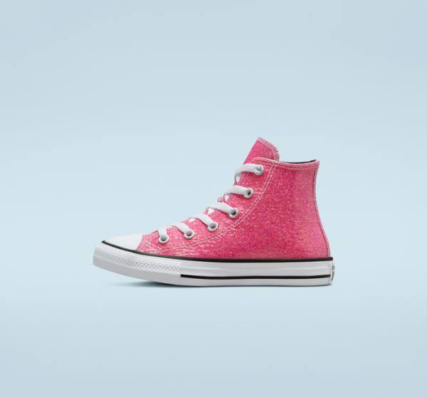 Tenisi Inalti Converse Chuck Taylor All Star Iarnă Glitter Roz Negrii Albi | CV-083HXQ