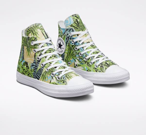 Tenisi Inalti Converse Chuck Taylor All Star Tropical Florals Verzi Deschis Albi | CV-089LWM