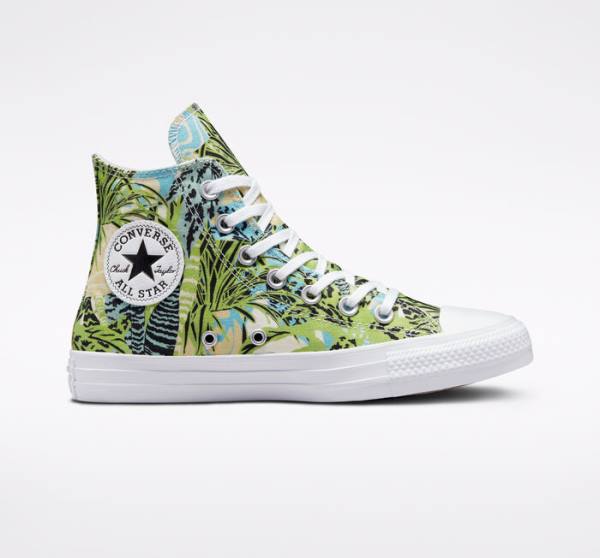 Tenisi Inalti Converse Chuck Taylor All Star Tropical Florals Verzi Deschis Albi | CV-089LWM