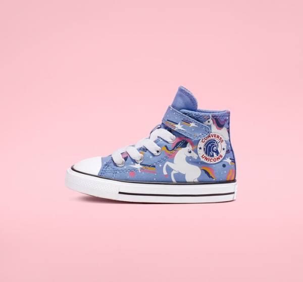 Tenisi Inalti Converse Chuck Taylor All Star Unicons Hook and Loop Albastri Deschis Negrii Albi | CV-126LJZ