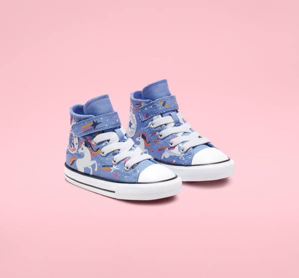 Tenisi Inalti Converse Chuck Taylor All Star Unicons Hook and Loop Albastri Deschis Negrii Albi | CV-126LJZ