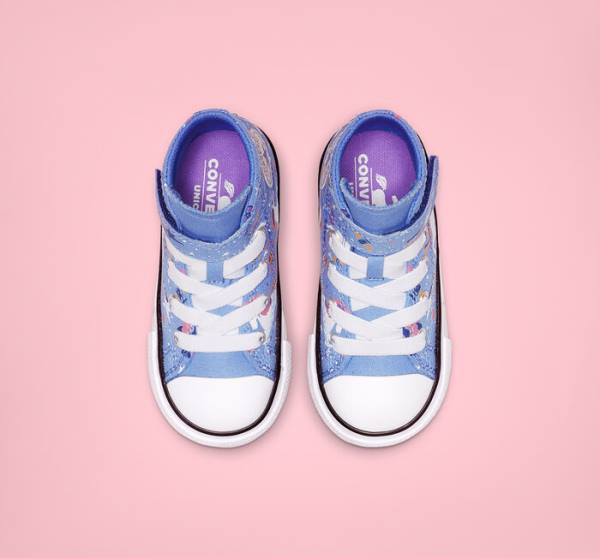 Tenisi Inalti Converse Chuck Taylor All Star Unicons Hook and Loop Albastri Deschis Negrii Albi | CV-126LJZ