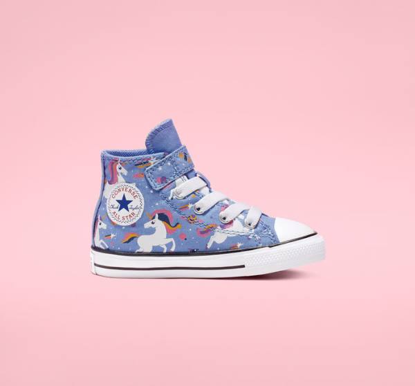 Tenisi Inalti Converse Chuck Taylor All Star Unicons Hook and Loop Albastri Deschis Negrii Albi | CV-126LJZ