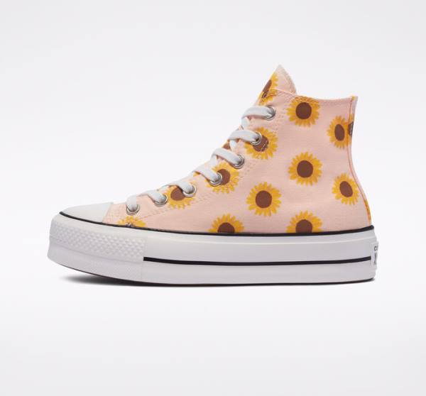 Tenisi Inalti Converse Chuck Taylor All Star Lift Platforma Summer Spirit Rosii Albi | CV-178ZLI