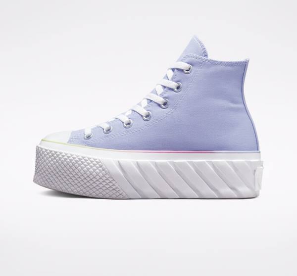 Tenisi Inalti Converse Chuck Taylor All Star 2X Lift Platforma Pastel Gradient Albastri Albi | CV-231FOJ