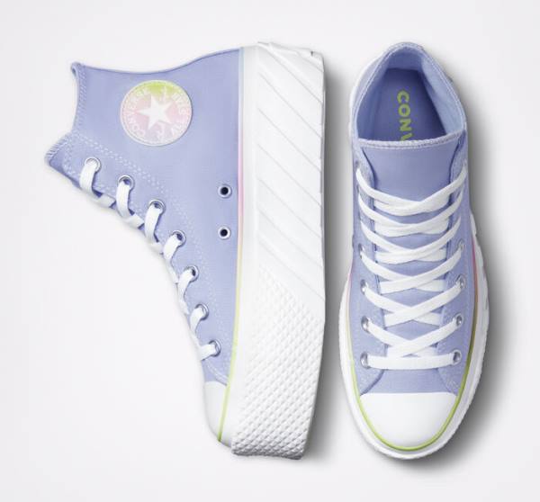 Tenisi Inalti Converse Chuck Taylor All Star 2X Lift Platforma Pastel Gradient Albastri Albi | CV-231FOJ