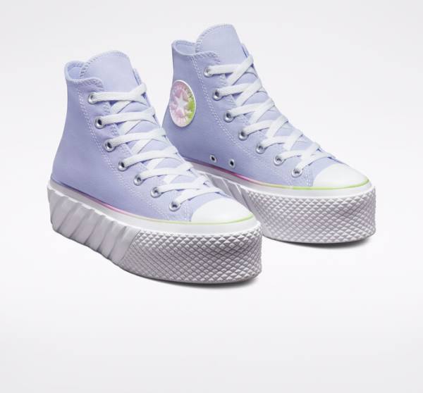 Tenisi Inalti Converse Chuck Taylor All Star 2X Lift Platforma Pastel Gradient Albastri Albi | CV-231FOJ