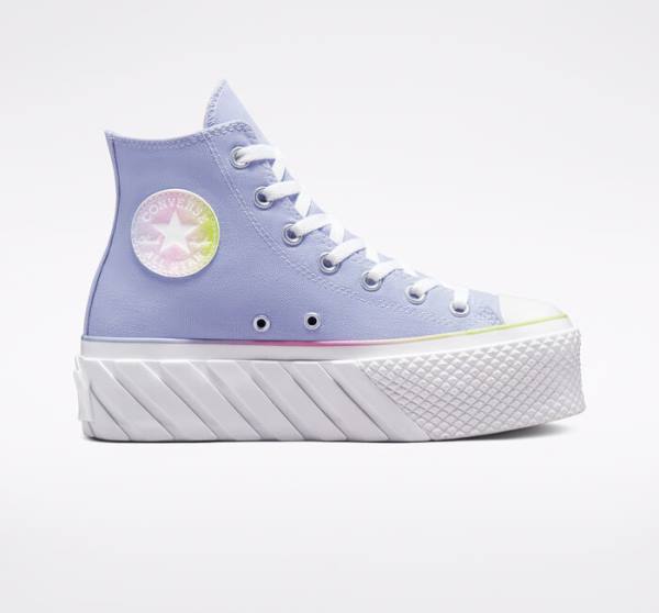 Tenisi Inalti Converse Chuck Taylor All Star 2X Lift Platforma Pastel Gradient Albastri Albi | CV-231FOJ