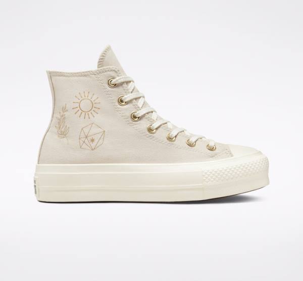 Tenisi Inalti Converse Chuck Taylor All Star Lift Platforma Golden Elements Maro Aurii Deschis | CV-241ARE