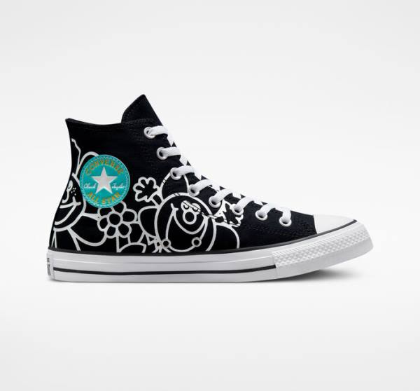 Tenisi Inalti Converse Chuck Taylor All Star Floral Negrii Albi Albastru Deschis | CV-278GTF