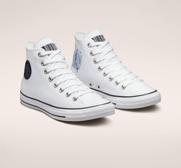 Tenisi Inalti Converse Chuck Taylor All Star Translucent Barcode Albi Negrii Albi | CV-301RVO