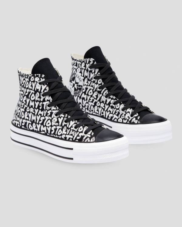 Tenisi Inalti Converse Chuck Taylor All Star My Story Double Stacked Lift Negrii | CV-319OMC