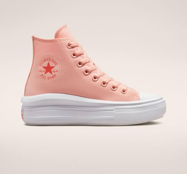 Tenisi Inalti Converse Chuck Taylor All Star Move Platforma Panza Roz Albi Roz | CV-419UNE