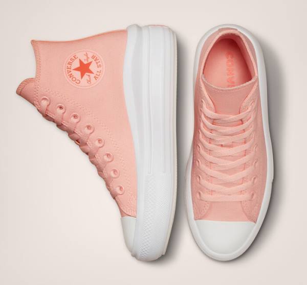 Tenisi Inalti Converse Chuck Taylor All Star Move Platforma Panza Roz Albi Roz | CV-420LID