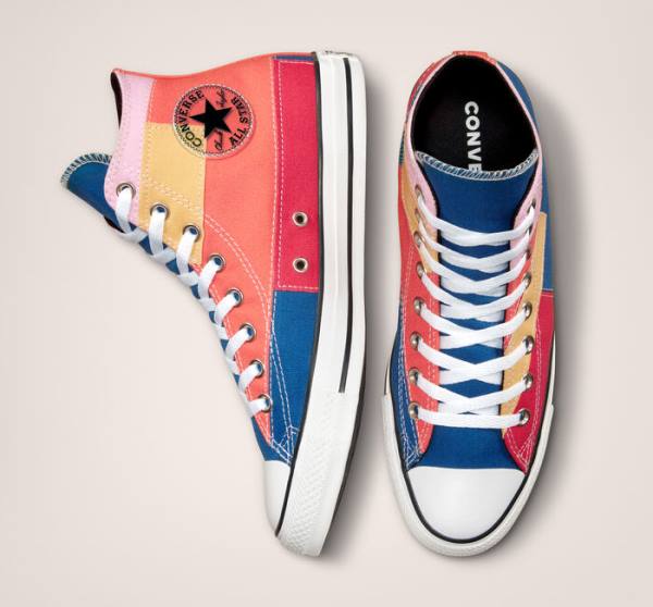 Tenisi Inalti Converse Chuck Taylor All Star Patchwork Albastri Roz | CV-452YVN