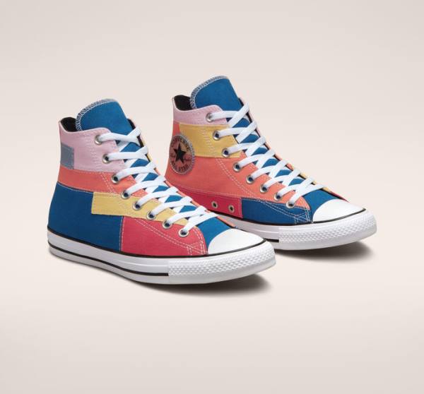 Tenisi Inalti Converse Chuck Taylor All Star Patchwork Albastri Roz | CV-452YVN