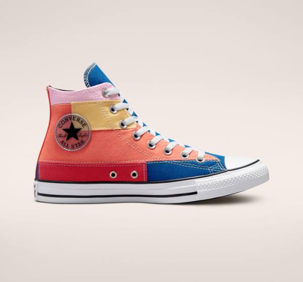 Tenisi Inalti Converse Chuck Taylor All Star Patchwork Albastri Roz | CV-452YVN