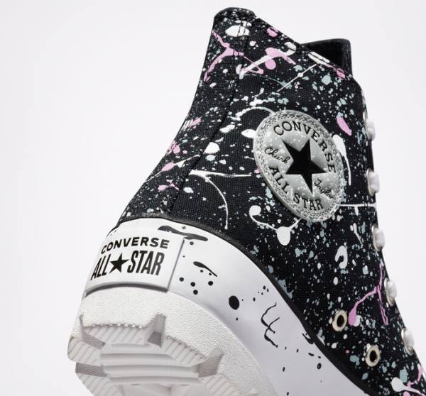 Tenisi Inalti Converse Chuck Taylor All Star Lugged Paint Splatter Negrii Gri Roz | CV-491VNS