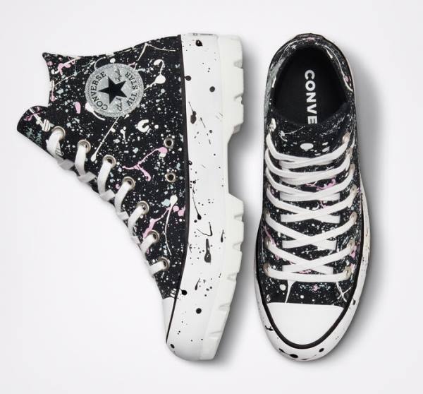 Tenisi Inalti Converse Chuck Taylor All Star Lugged Paint Splatter Negrii Gri Roz | CV-491VNS