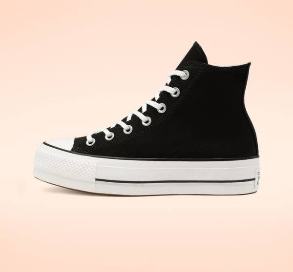 Tenisi Inalti Converse Chuck Taylor All Star Lift Platforma Panza Negrii Albi | CV-589NRU