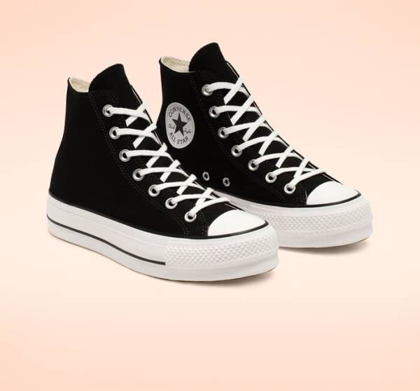 Tenisi Inalti Converse Chuck Taylor All Star Lift Platforma Panza Negrii Albi | CV-589NRU