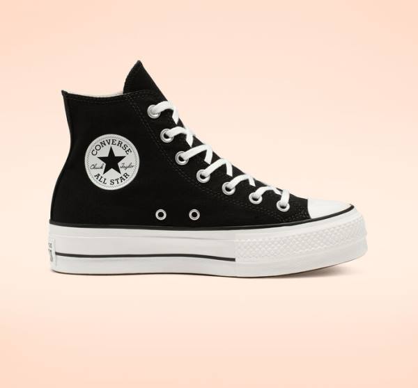 Tenisi Inalti Converse Chuck Taylor All Star Lift Platforma Panza Negrii Albi | CV-589NRU