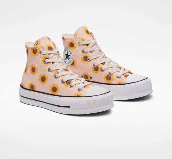 Tenisi Inalti Converse Chuck Taylor All Star Lift Platforma Summer Spirit Rosii Albi | CV-631KHU