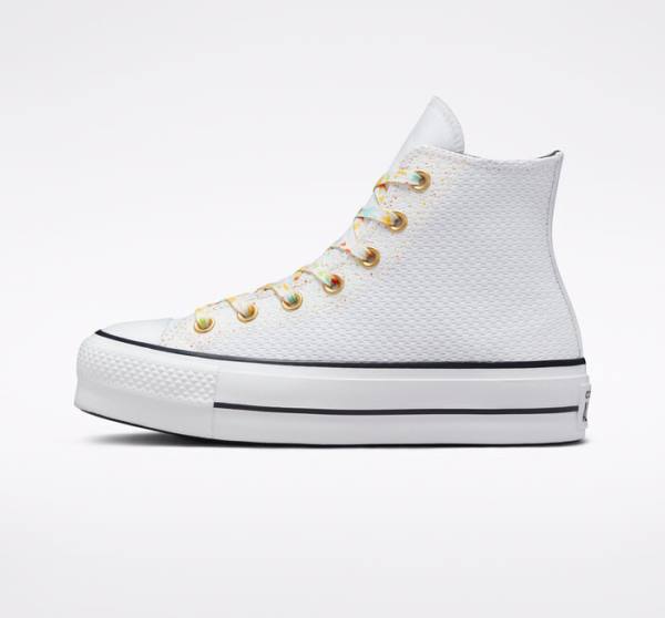 Tenisi Inalti Converse Chuck Taylor All Star Lift Platforma Splatter Albi Albi | CV-648YWZ