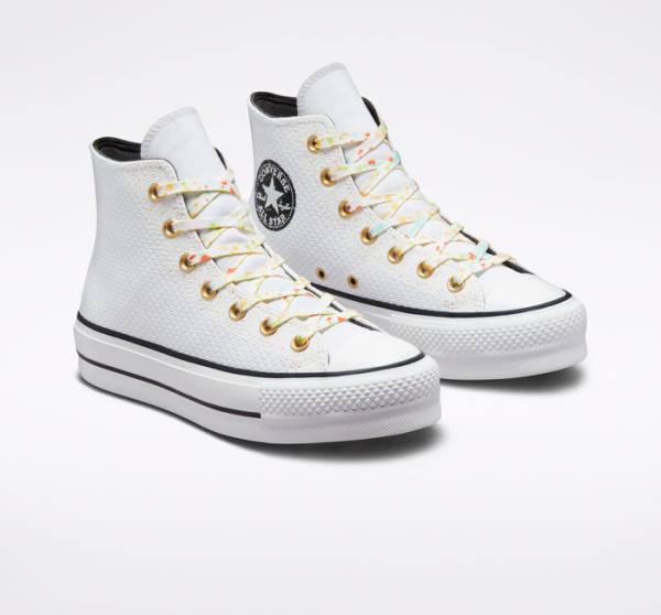 Tenisi Inalti Converse Chuck Taylor All Star Lift Platforma Splatter Albi Albi | CV-648YWZ