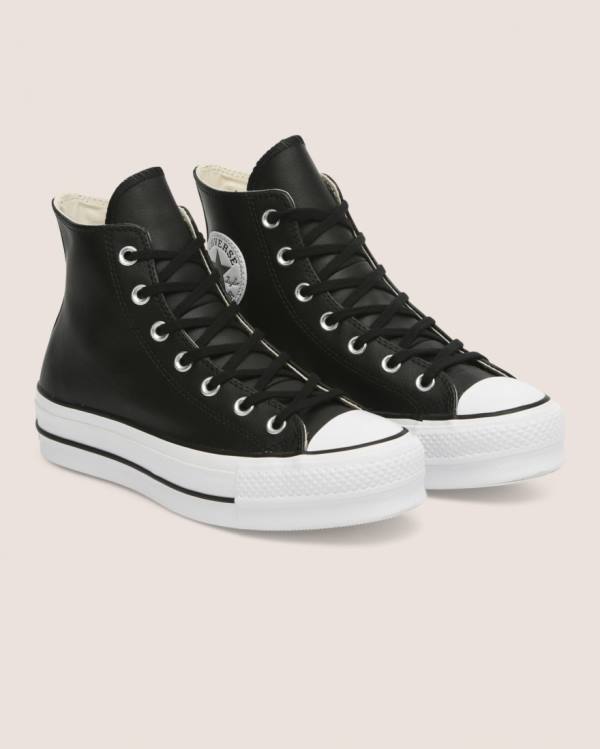 Tenisi Inalti Converse Chuck Taylor All Star Lift Clean Piele Negrii | CV-673GBI