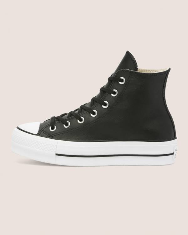 Tenisi Inalti Converse Chuck Taylor All Star Lift Clean Piele Negrii | CV-673GBI