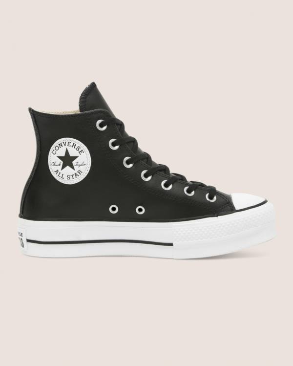 Tenisi Inalti Converse Chuck Taylor All Star Lift Clean Piele Negrii | CV-673GBI