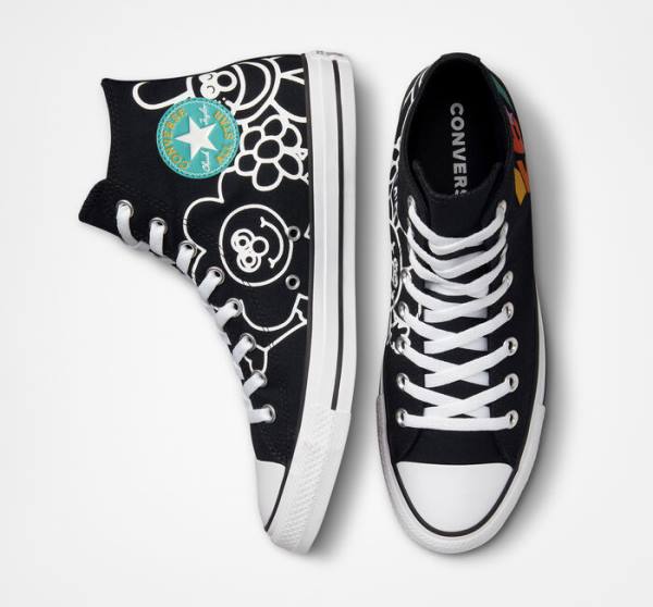 Tenisi Inalti Converse Chuck Taylor All Star Floral Negrii Albi Albastru Deschis | CV-716ANO