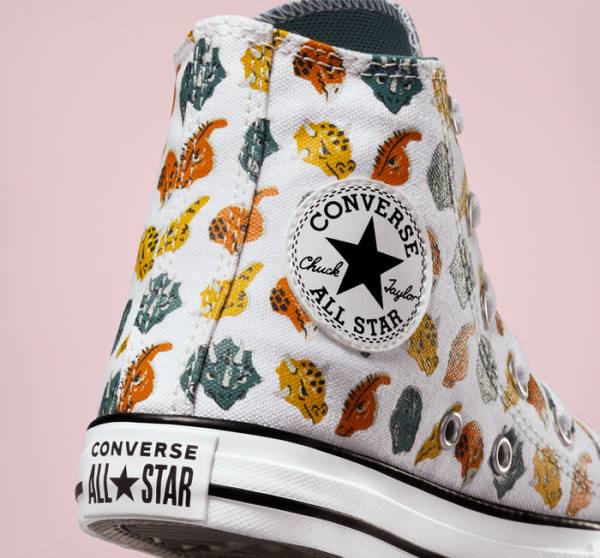 Tenisi Inalti Converse Chuck Taylor All Star Dino Daze Albi Verzi Inchis Negrii | CV-745CLW