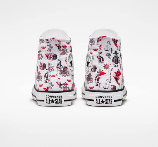 Tenisi Inalti Converse Chuck Taylor All Star Pirates Albi Rosii Negrii | CV-784OPB