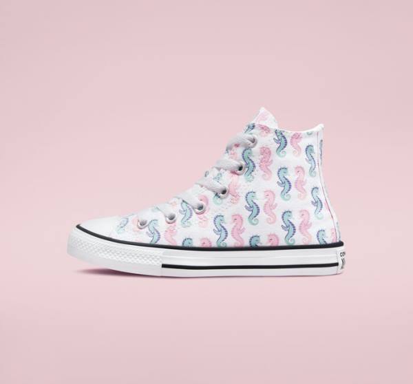 Tenisi Inalti Converse Chuck Taylor All Star Seahorses Albi Roz Albastru Deschis | CV-830SEP