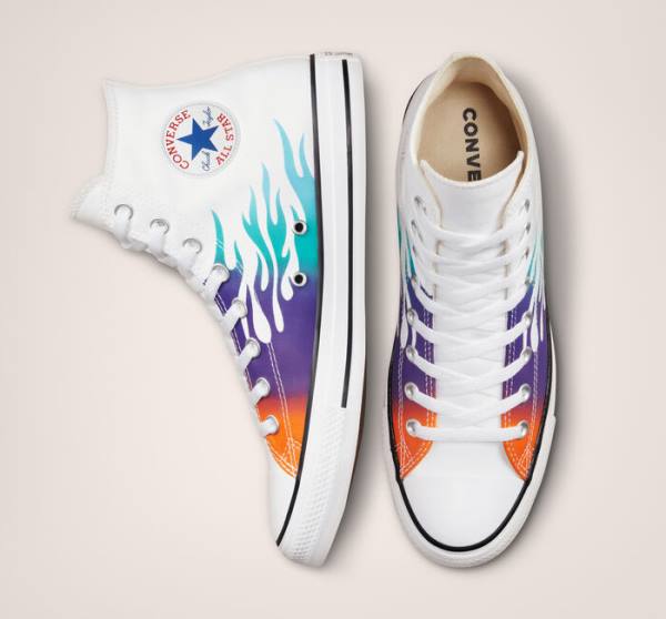 Tenisi Inalti Converse Chuck Taylor All Star Archive Prints Albi Albastri Turcoaz | CV-865YRP