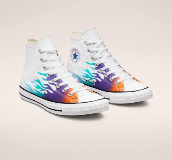 Tenisi Inalti Converse Chuck Taylor All Star Archive Prints Albi Albastri Turcoaz | CV-865YRP