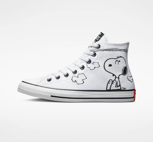 Tenisi Inalti Converse Peanuts Chuck Taylor All Star Albi Negrii Rosii | CV-326AIT