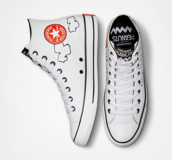 Tenisi Inalti Converse Peanuts Chuck Taylor All Star Albi Negrii Rosii | CV-326AIT