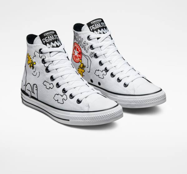 Tenisi Inalti Converse Peanuts Chuck Taylor All Star Albi Negrii Rosii | CV-326AIT