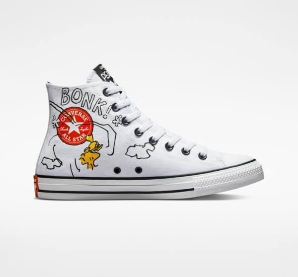 Tenisi Inalti Converse Peanuts Chuck Taylor All Star Albi Negrii Rosii | CV-326AIT