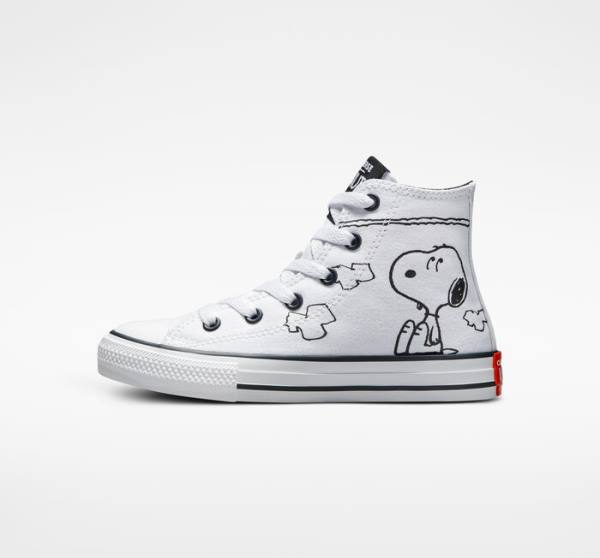 Tenisi Inalti Converse Peanuts Chuck Taylor All Star Albi Negrii Rosii | CV-591HMT