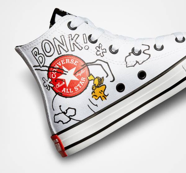 Tenisi Inalti Converse Peanuts Chuck Taylor All Star Albi Negrii Rosii | CV-591HMT